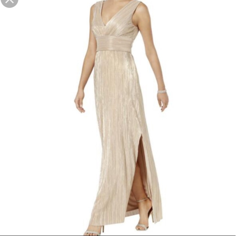 NWT Jessica Howard Gold Dress with Slit